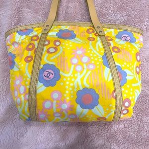 Chanel Floral Pattern Canvas Tote